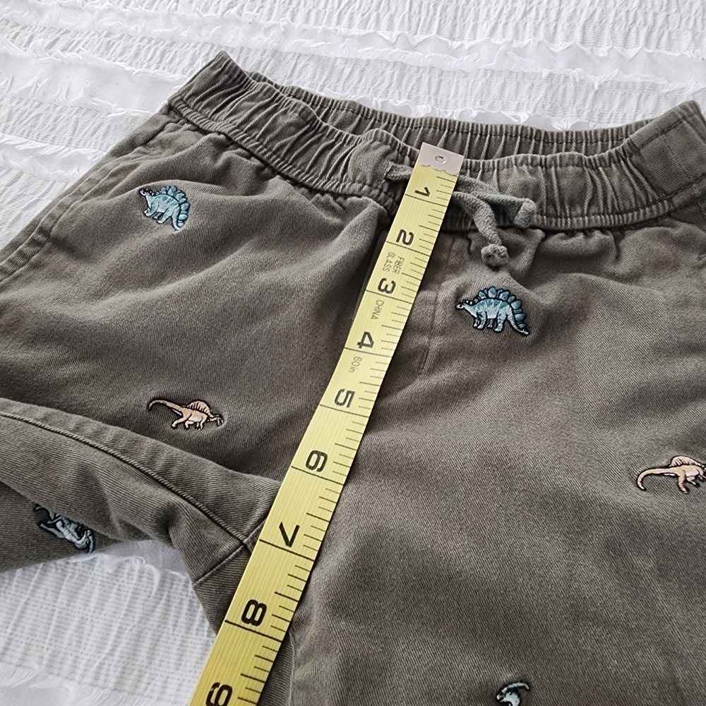 Janie and Jack Dinosaur Pants Kids Size 6 Olive Green Embroidered Chino Playwear - Picture 4 of 12